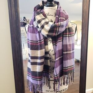 Purple plaid tartan scarf